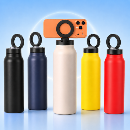 Water Bottle with Magnetic Phone Mount