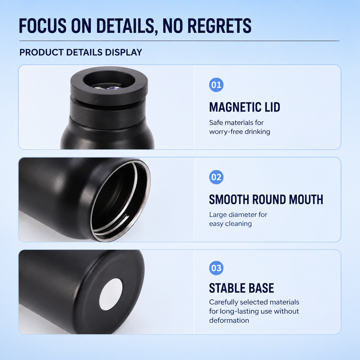 Water Bottle with Magnetic Phone Mount