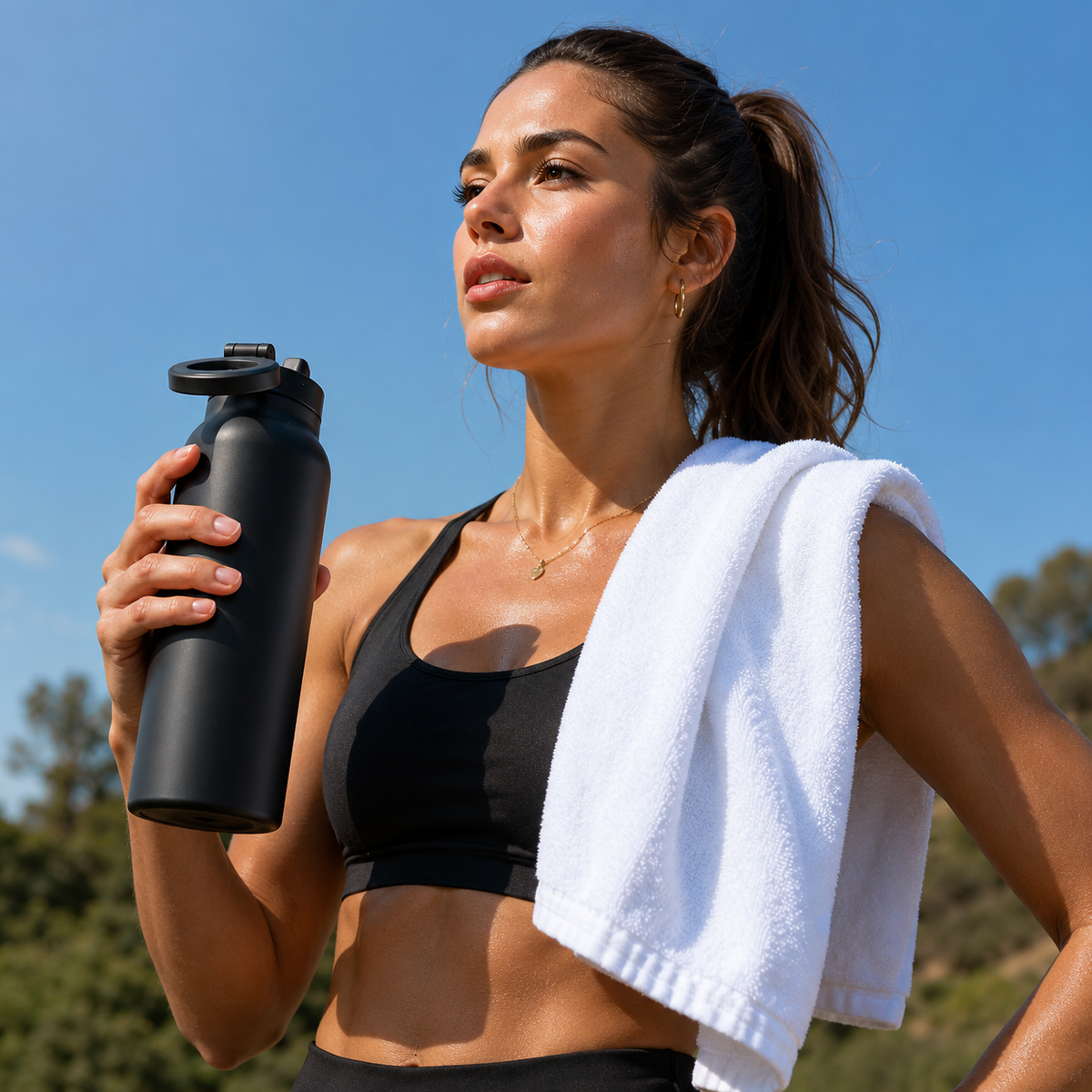Water Bottle with Magnetic Phone Mount